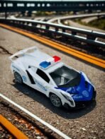 Remote Control Police Car Toy, Sports Racing Design with LED Light Bar, White and Blue - Image 5