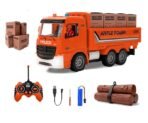 6 Channel Rechargeable Remote Control 2 in 1 RC Cargo/Log Truck with Working Head Light, Sound Effect and Demo Mode Construction Truck Toy