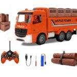 6 Channel Rechargeable Remote Control 2 in 1 RC Cargo/Log Truck with Working Head Light, Sound Effect and Demo Mode Construction Truck Toy