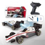 High Speed RC Car, 2WD F1 Car for Boys & Girls, 5+ Years, 1:14 Scale, Smoke Spray, Light & Flame, Rechargeable, White