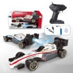 High Speed RC Car, 2WD F1 Car for Boys & Girls, 5+ Years, 1:14 Scale, Smoke Spray, Light & Flame, Rechargeable, White