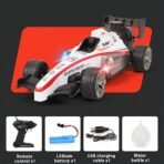 High Speed RC Car, 2WD F1 Car for Boys & Girls, 5+ Years, 1:14 Scale, Smoke Spray, Light & Flame, Rechargeable, White - Image 4