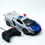 Remote Control Police Car Toy, Sports Racing Design with LED Light Bar, White and Blue