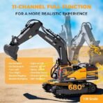 11CH RC Construction Toy for Boys - 2400mAh RC Excavator Toy with Metal Shovel/Spray/Lights/Sounds, RC Digger Construction Vehicles Toys Excavator Toys Gift - Image 7