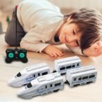 High Speed Remote Controlled Real Looking Bullet Train with LED Flash Light and Rechargeable Battery (Blue) - Image 2