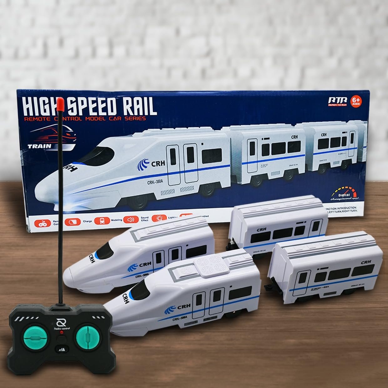 3 High Speed Remote Controlled Real Looking Bullet Train with LED Flash Light and Rechargeable Battery (Blue) - Image 1