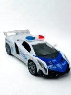 Remote Control Police Car Toy, Sports Racing Design with LED Light Bar, White and Blue - Image 2