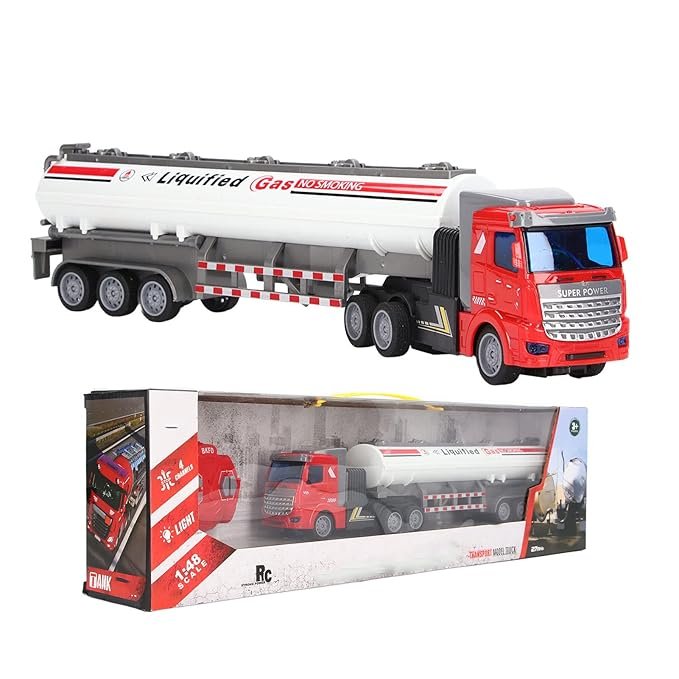5 RC Semi Oil Tank, 1:48 Scale Remote Control Trailer All Round Movement Toy for Kids - Image 1