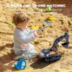 11CH RC Construction Toy for Boys - 2400mAh RC Excavator Toy with Metal Shovel/Spray/Lights/Sounds, RC Digger Construction Vehicles Toys Excavator Toys Gift - Image 3