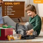 11CH RC Construction Toy for Boys - 2400mAh RC Excavator Toy with Metal Shovel/Spray/Lights/Sounds, RC Digger Construction Vehicles Toys Excavator Toys Gift - Image 2