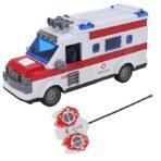 Rc Ambulance Toy, Four-Way Kids Toys With Lights Remote Control Ambulance Flexible Simulation With Wheels For Land For Beach For Grass